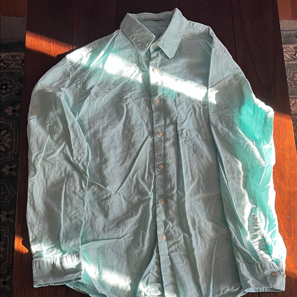 Tasso Elba Island light green/blueish Button-Up Shirt with button up sleeves